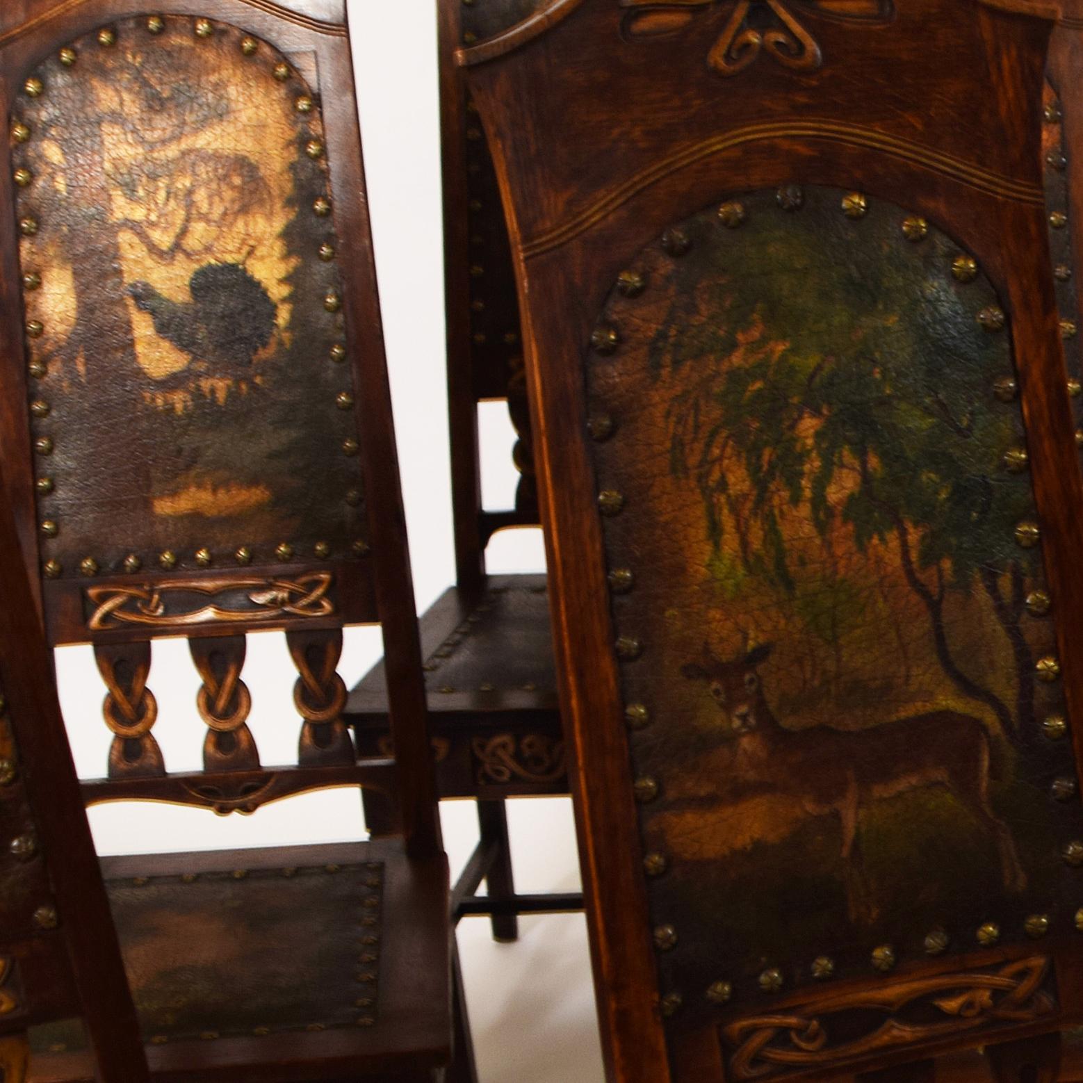 Art Nouveau Set of 12 Swedish Dining Chairs 6