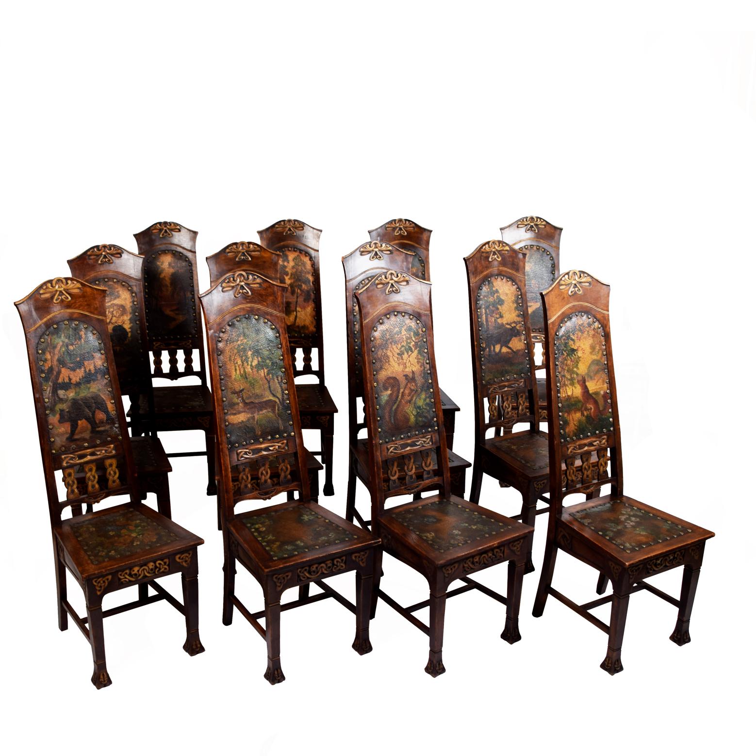 Art Nouveau Set of 12 Swedish Dining Chairs In Good Condition In Hudson, NY