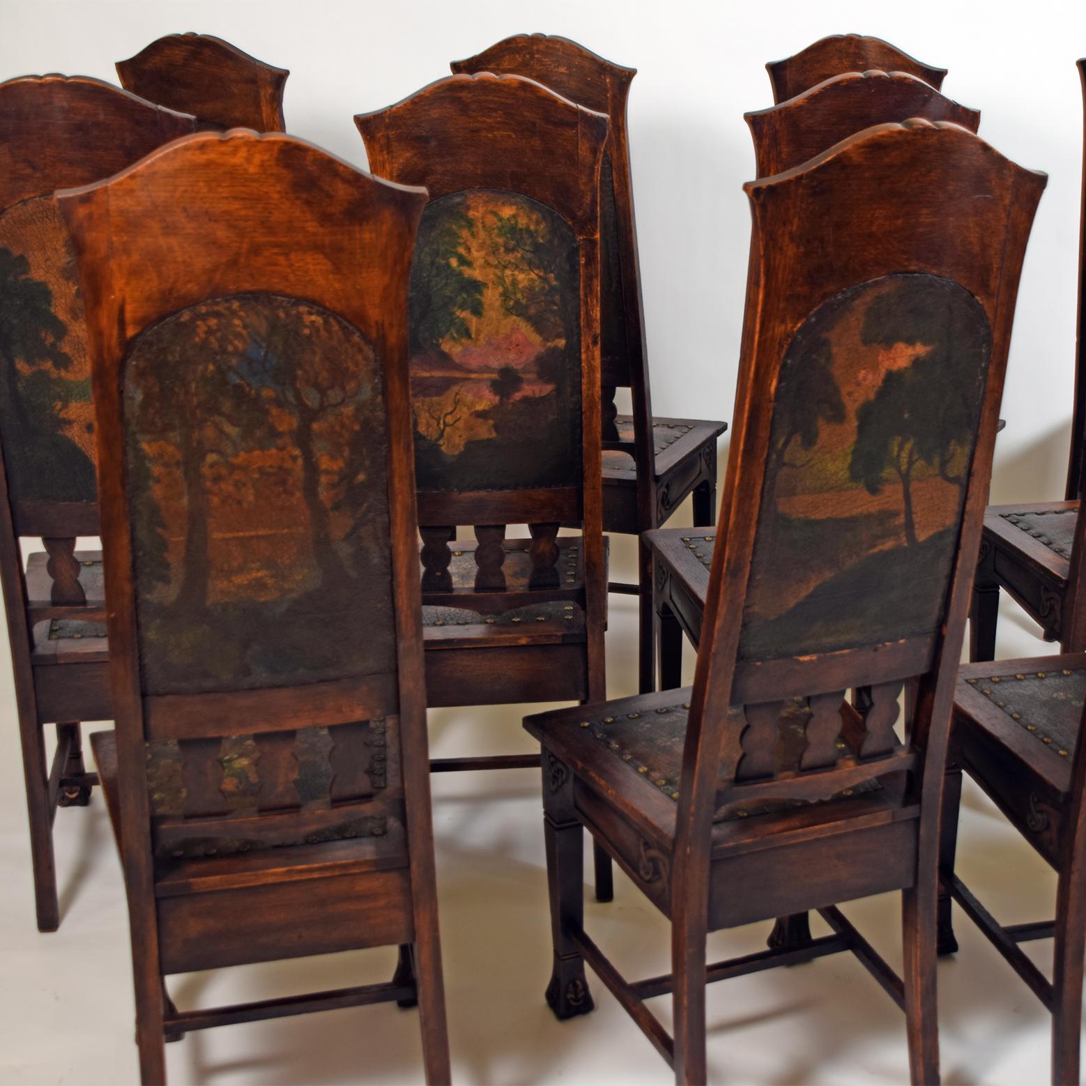 Art Nouveau Set of 12 Swedish Dining Chairs 1