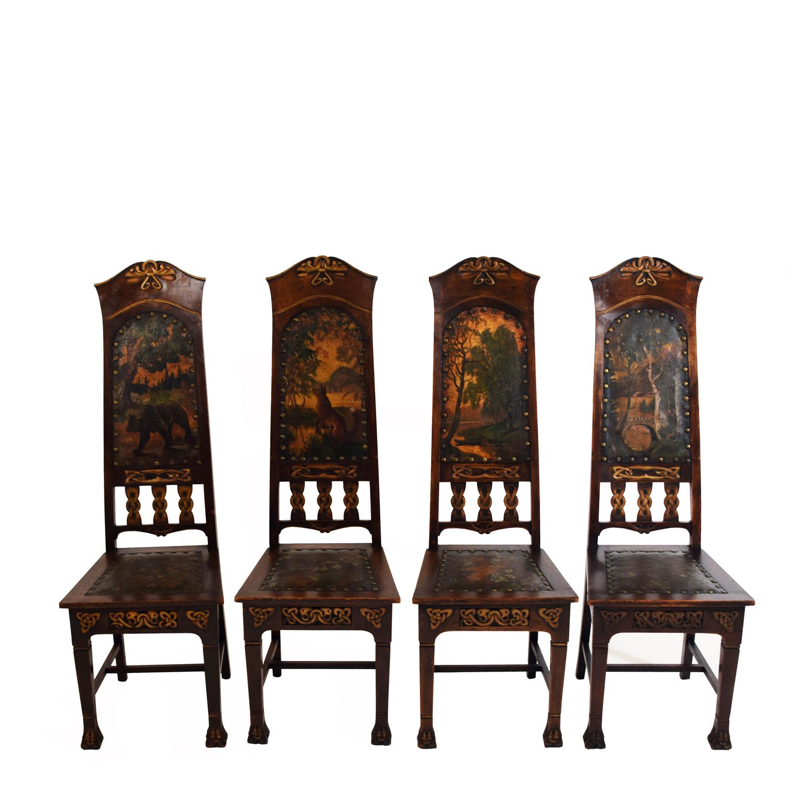Art Nouveau Set of 12 Swedish Dining Chairs 3