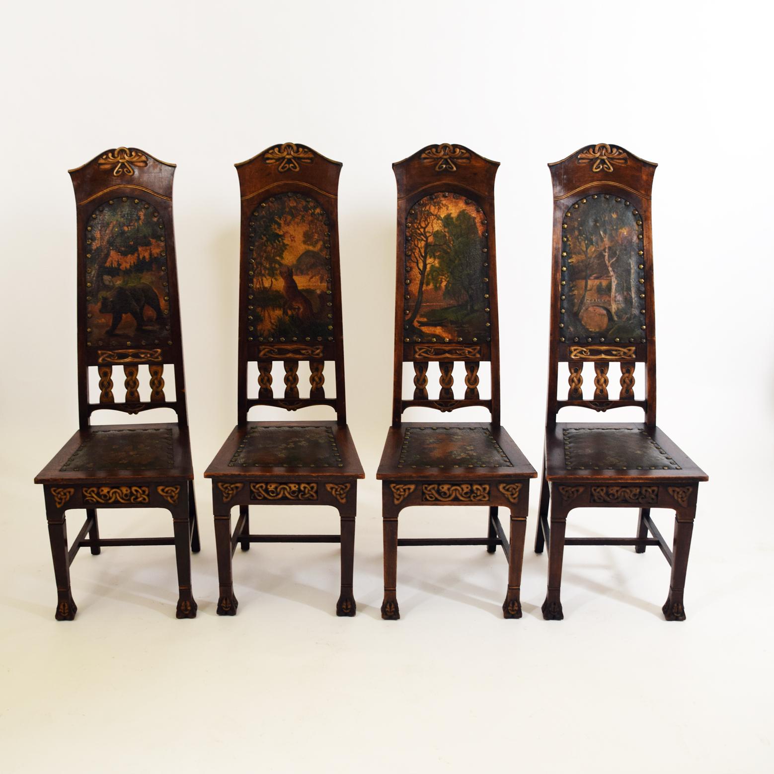 Art Nouveau Set of 12 Swedish Dining Chairs 4