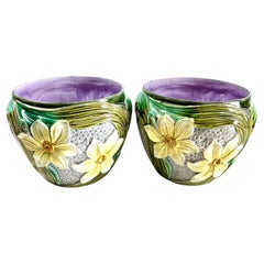 Vintage Art Nouveau Set of Handmade and Hand Glazed Planter Jardinière, 1930, Belgium