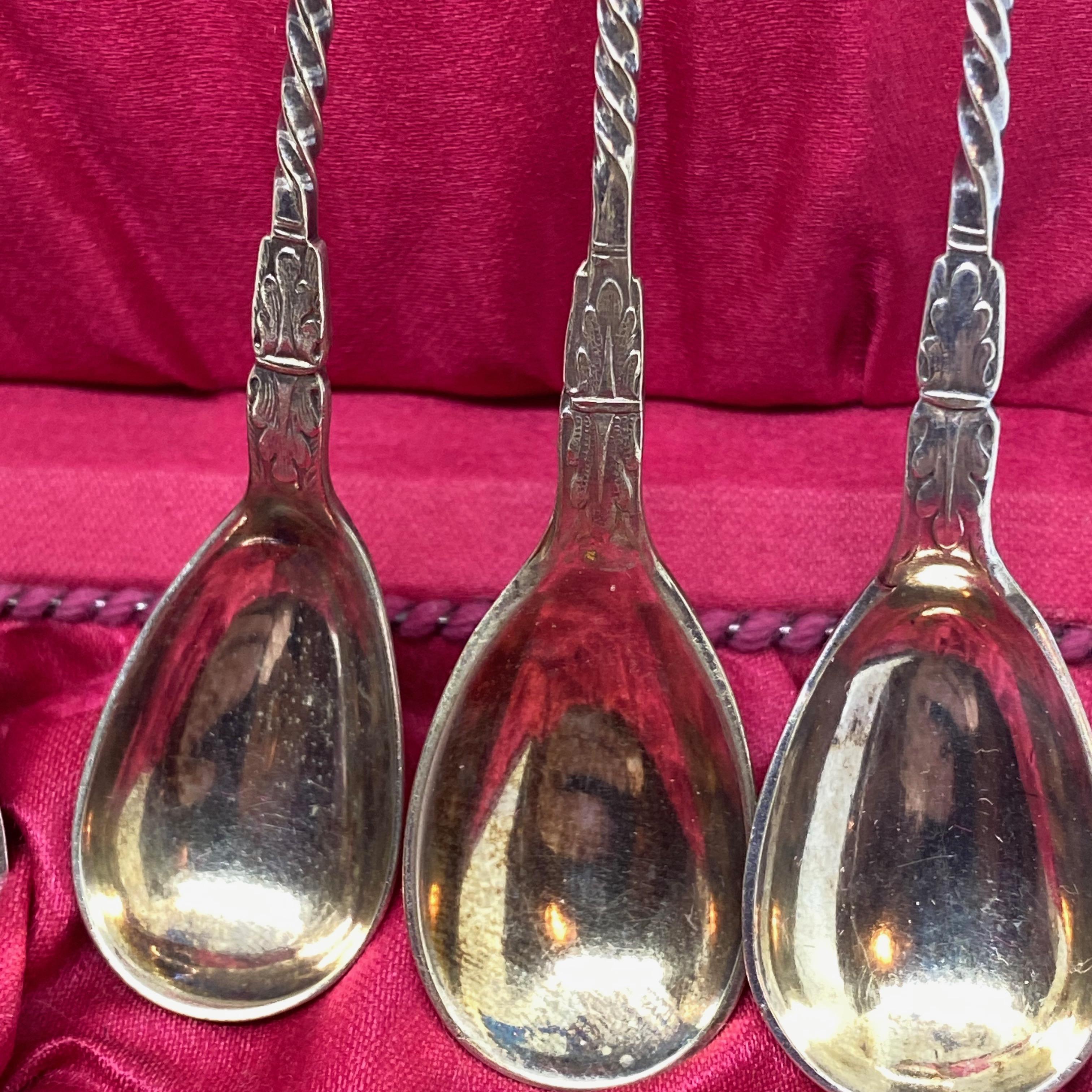 Swedish Art Nouveau Set of Six Silver Plate Mocca Coffee Spoon Antique, Sweden, 1900s For Sale