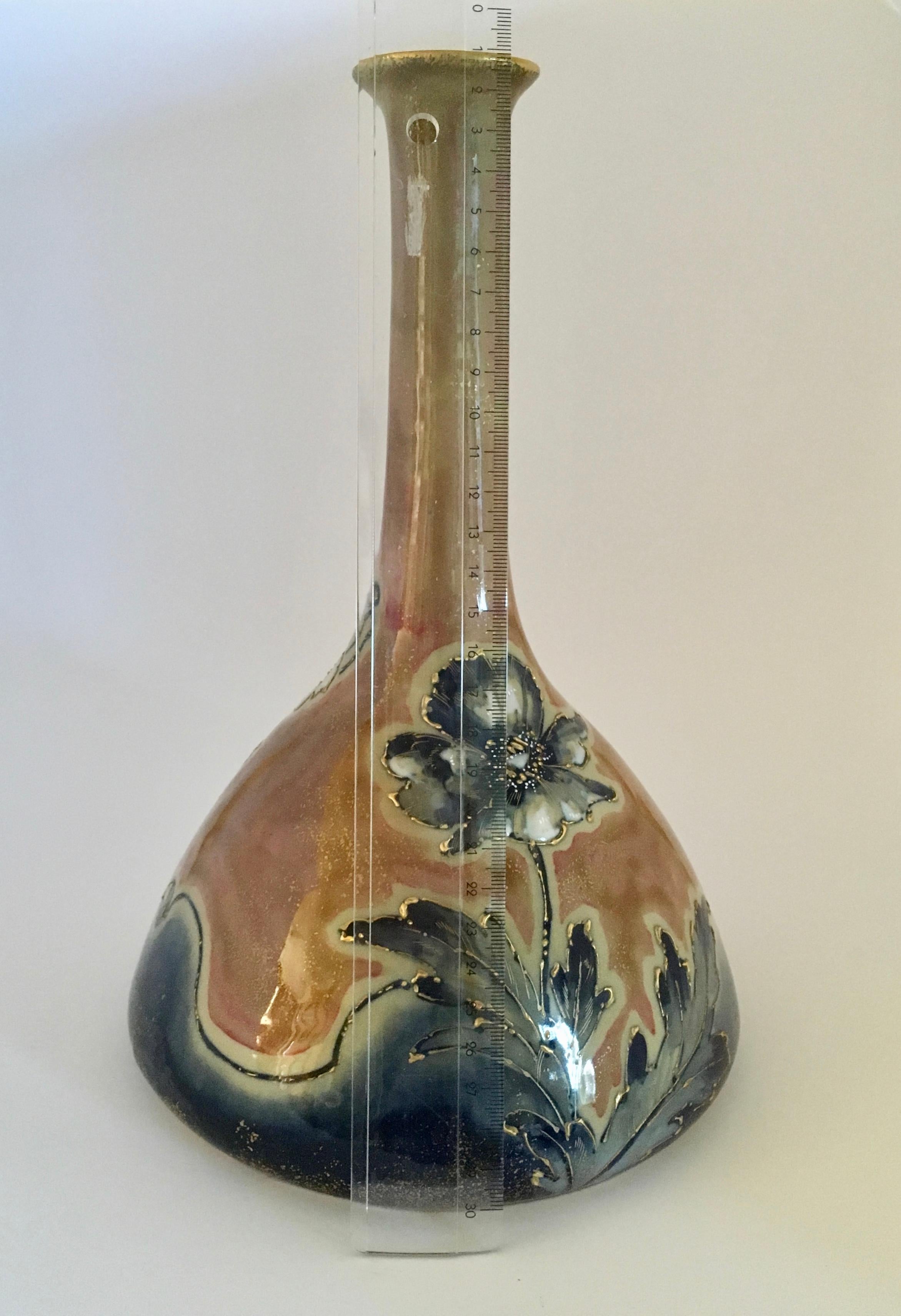 Art Nouveau Set Vases Enameled Amphora Porcelain Riessner Stellenmacher, 1900 For Sale 13