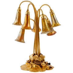 Art Nouveau Seven-Light Lily Table Lamp by Tiffany Studios