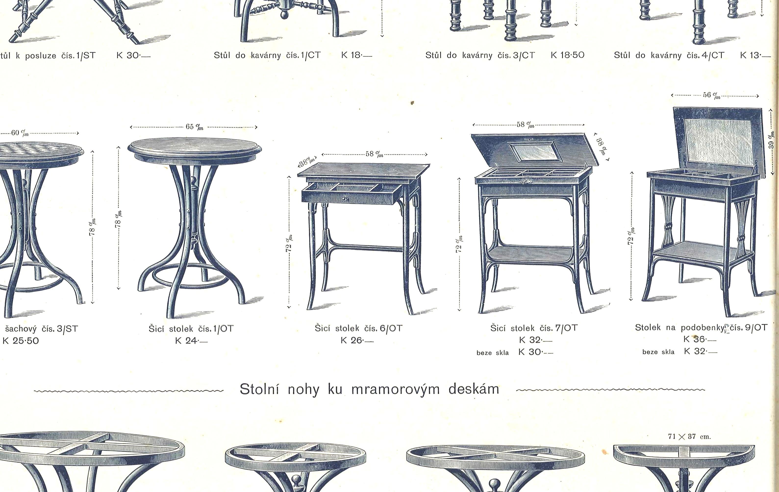 Art Nouveau Sewing Table Fischel Nr. 6, circa 1910, Thonet Style 2