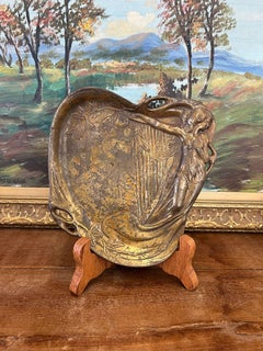 Art Nouveau Shallow possibly brass Dish, woman with harp.