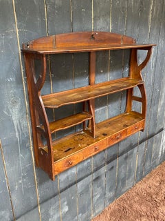 Art Nouveau shelf in stained beech circa 1900 opens with 3 drawers