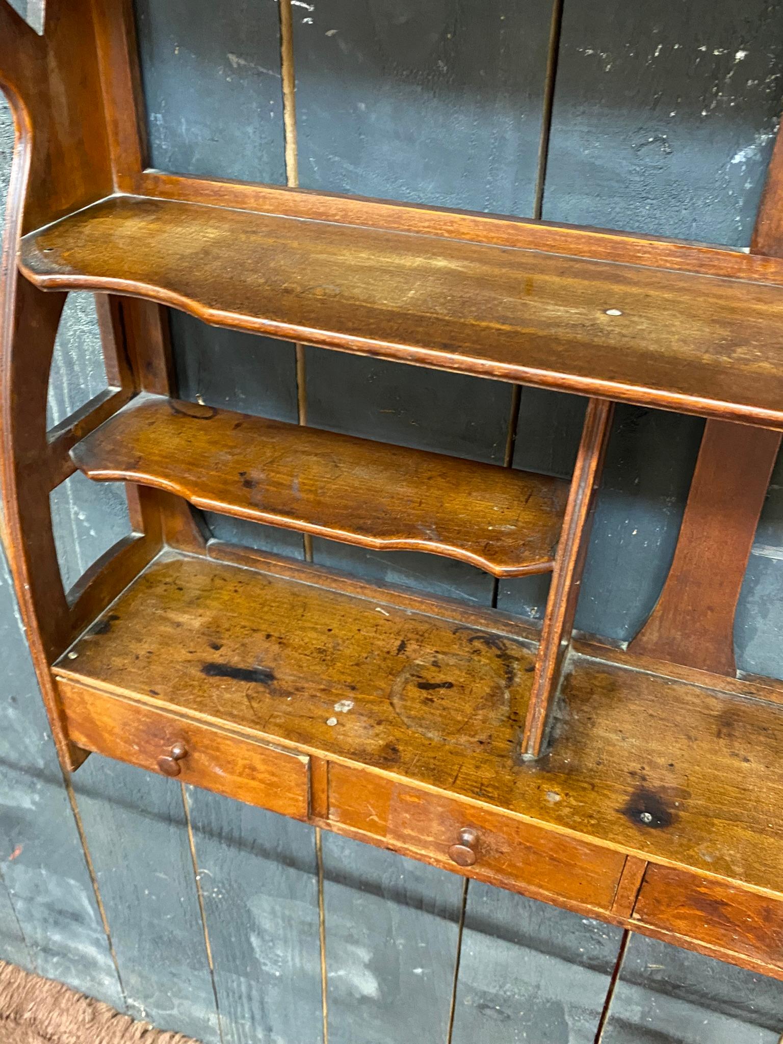 20th Century Art Nouveau shelf in stained beech circa 1900 opens with 3 drawers  For Sale
