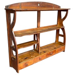 Jugendstilregal aus gebeizter Buche um 1900 mit 3 Schubladen