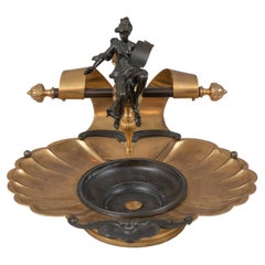 Art Nouveau Shell Shaped Gilt Bronze Bowl W/ Lovely Maiden French, circa 1900