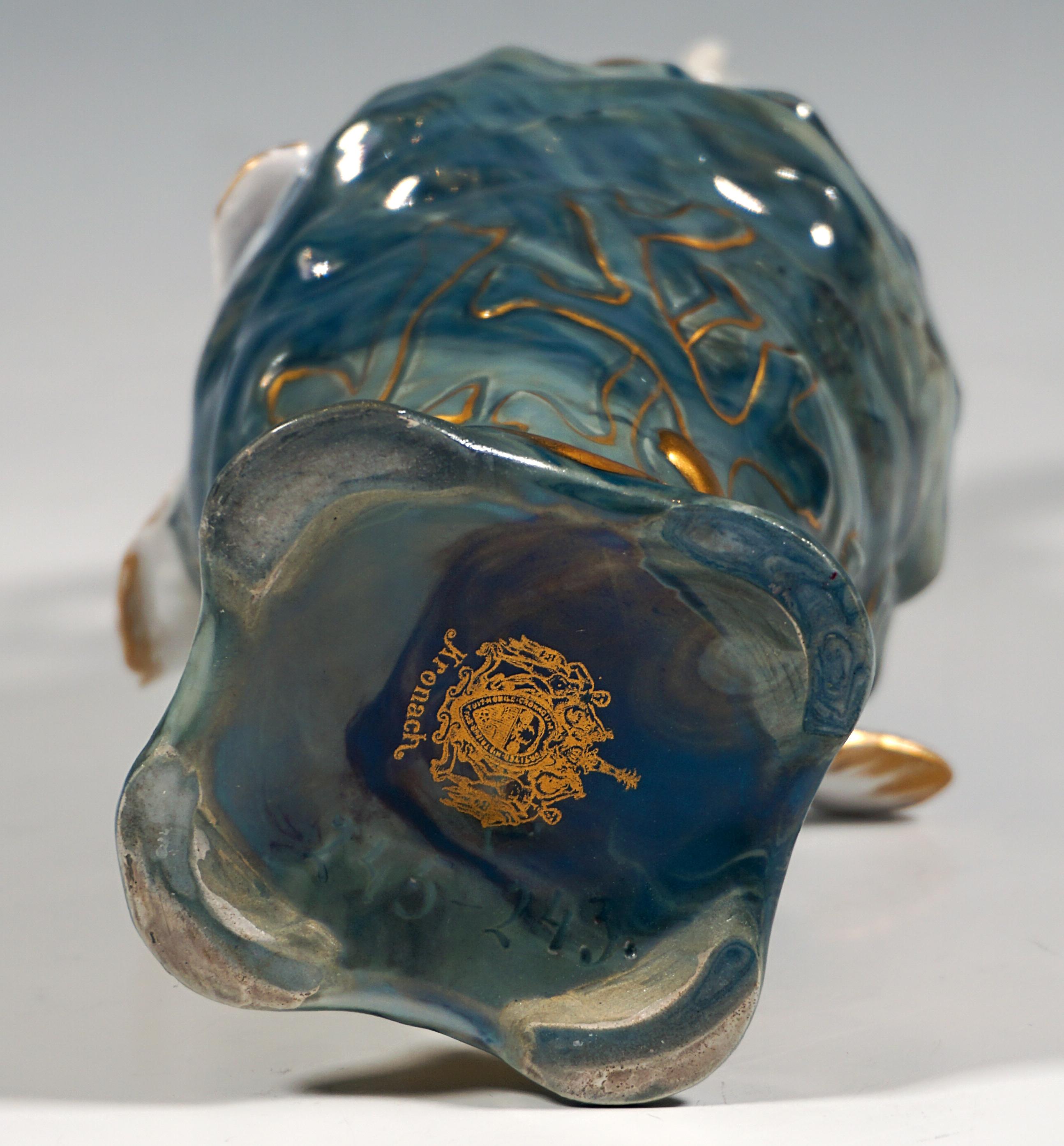 Jarrón de concha Art Nouveau con ninfa, Max Hiller para Rosenthal, Kronach, 1898-1900 en Bueno estado para la venta en Vienna, AT