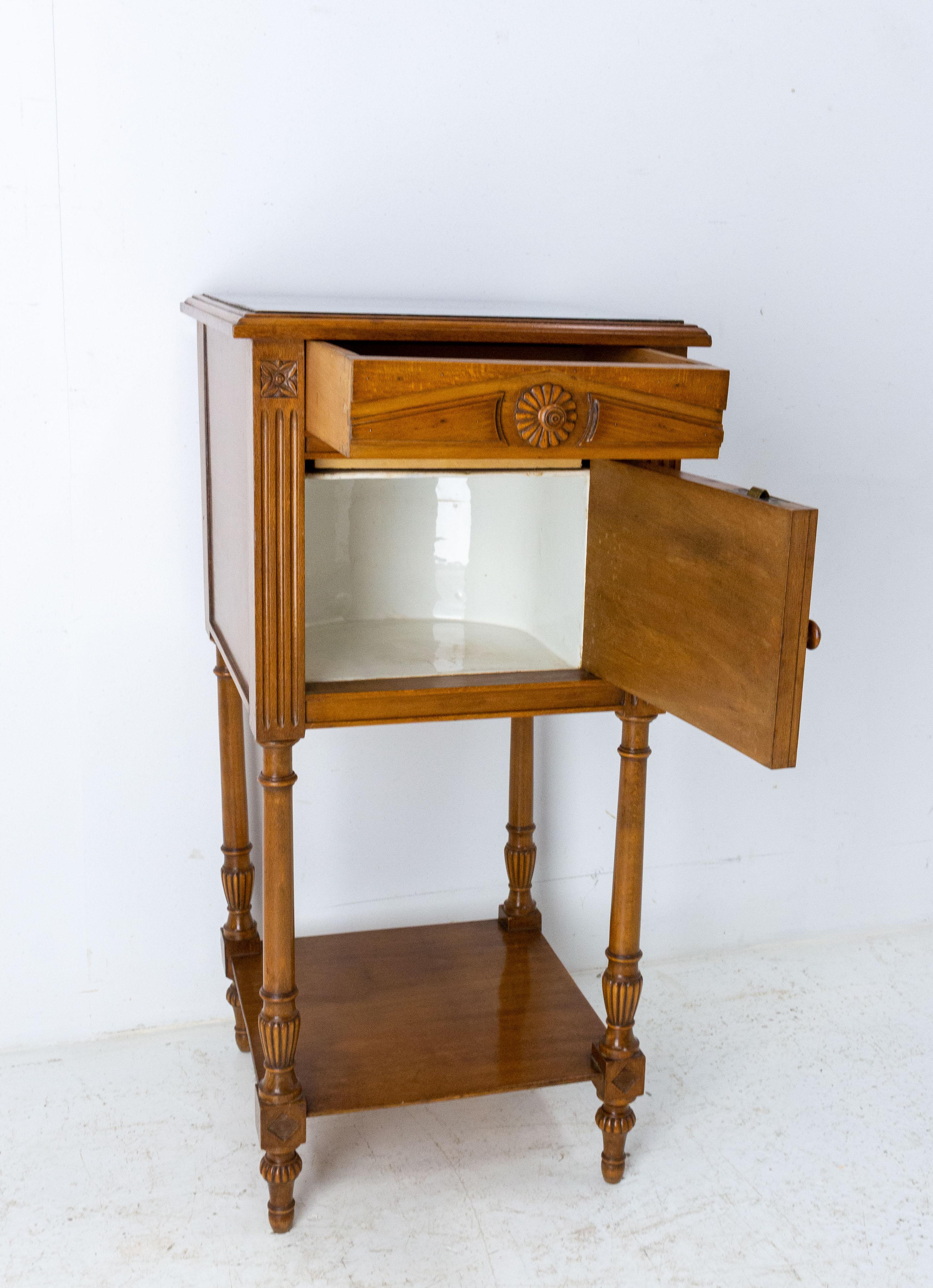 Art Nouveau Side Cabinet Nightstand French Bedside Table Marble Top, circa 1910 For Sale 1
