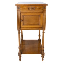 Antique Art Nouveau Side Cabinet Nightstand French Bedside Table Marble Top, circa 1910
