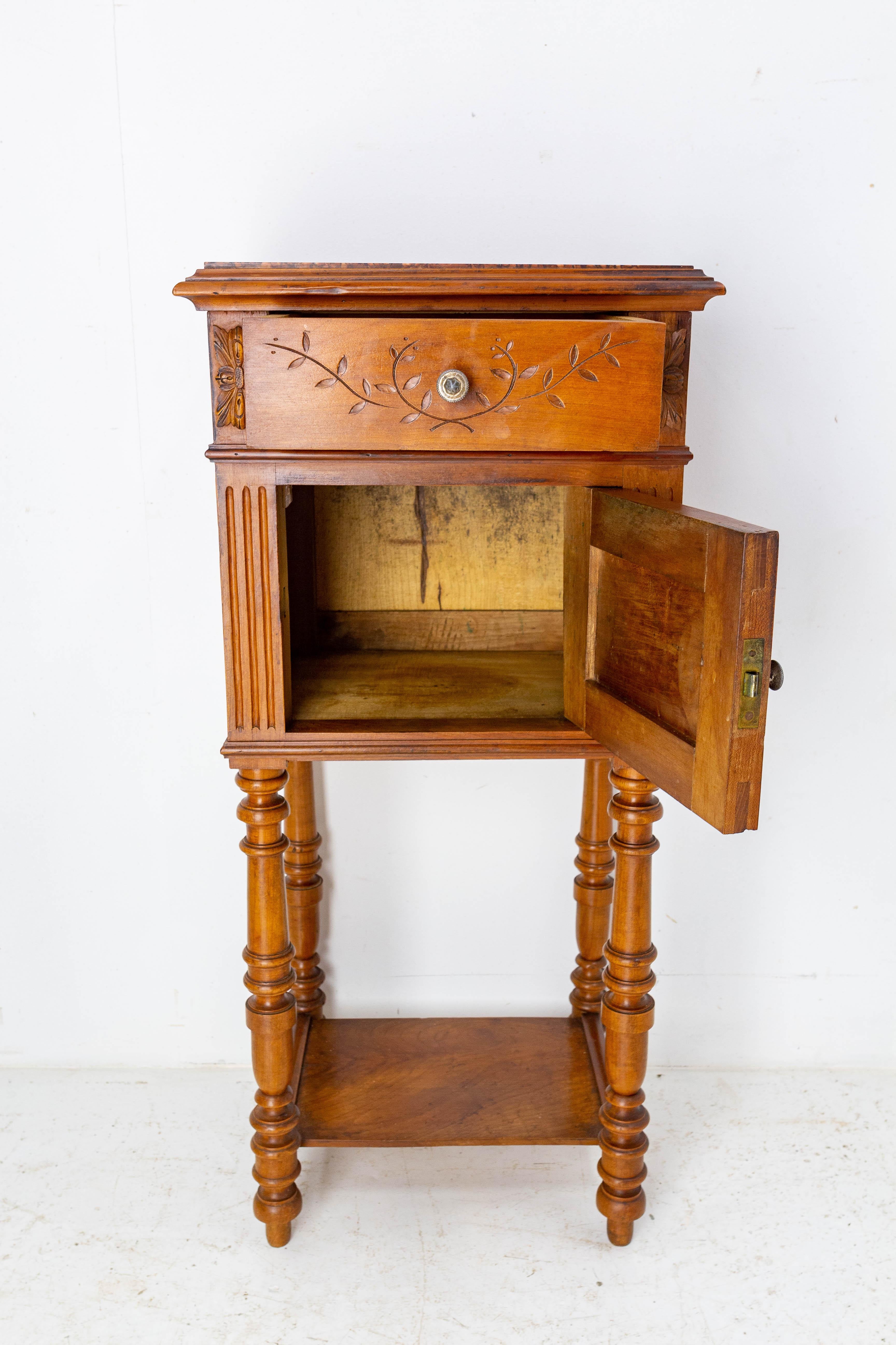 Art Nouveau Side Cabinet Nightstand French Bedside Table Red Marble, C. 1900 1