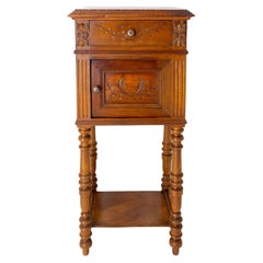 Antique Art Nouveau Side Cabinet Nightstand French Bedside Table Red Marble, C. 1900