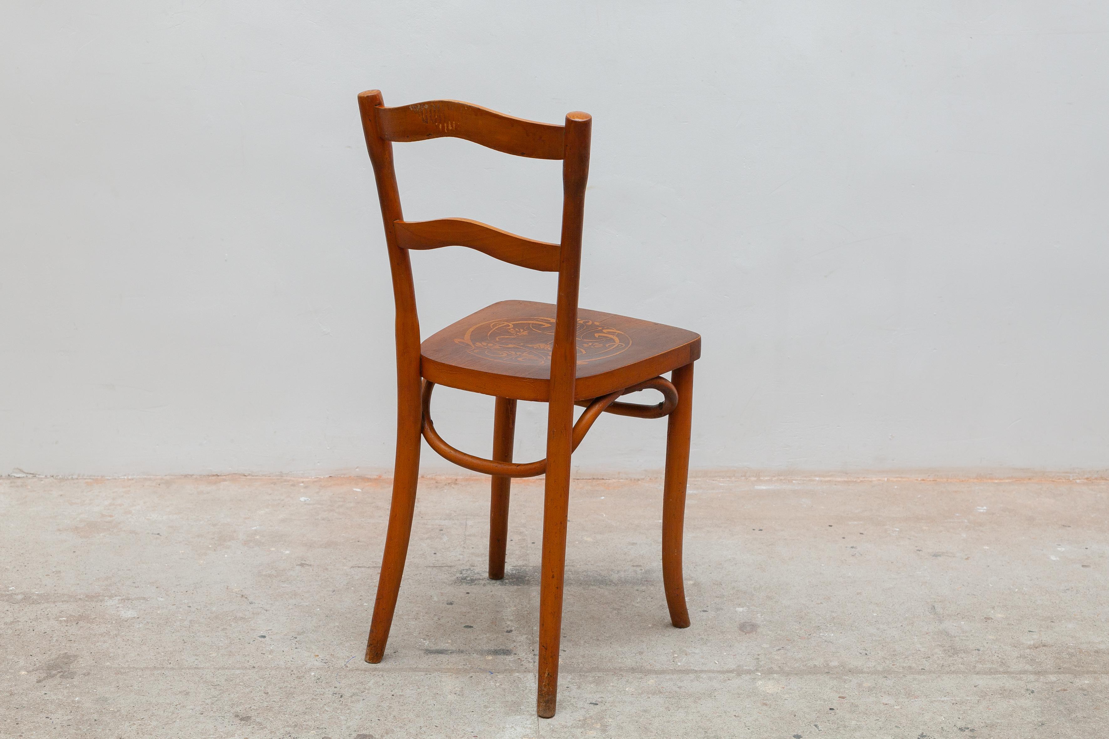 Hand-Crafted Art Nouveau Side Chair Designed by Thonet, Austria, 1910 For Sale