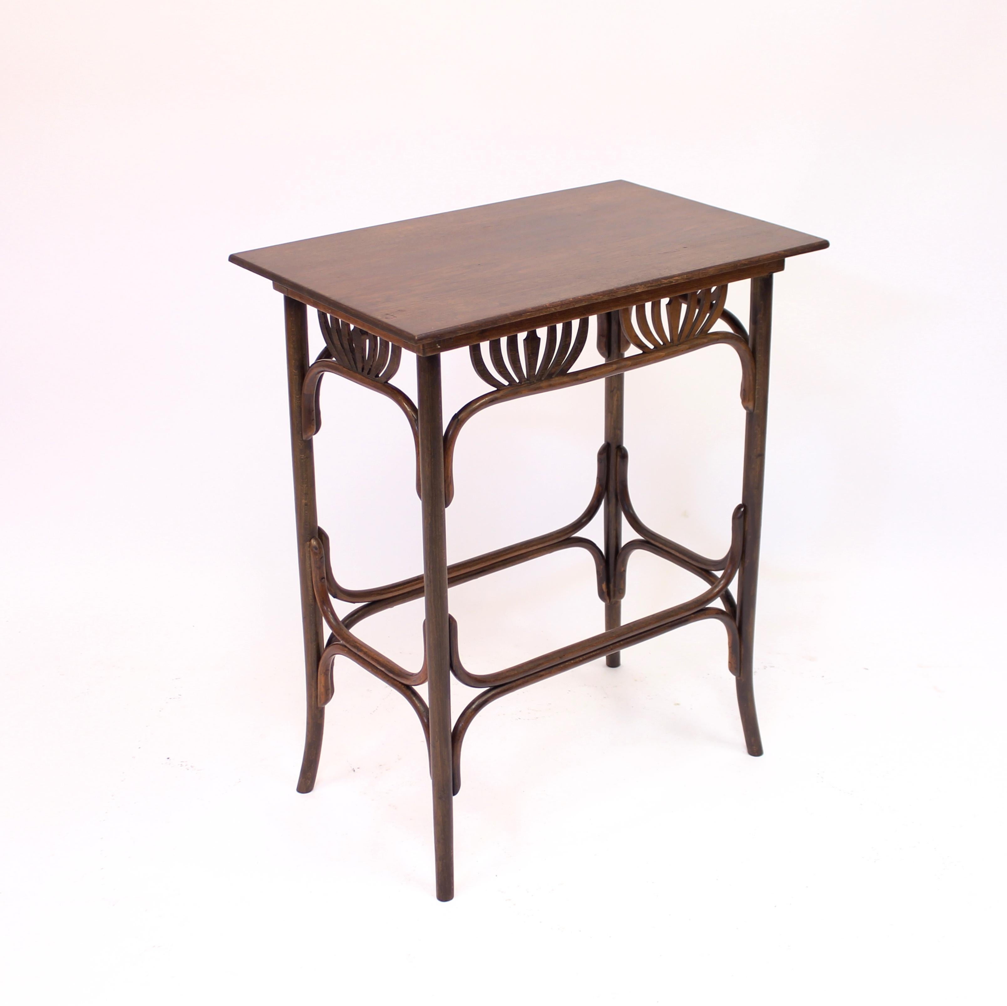 Birch Art Nouveau Side Table, Attributed to Fischel, Early 20th Century