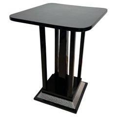 Art Nouveau Side Table, Black Lacquer, Sheet Metal, Austria circa 1920