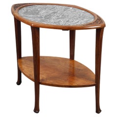 Art Nouveau Side Table in Walnut and Marble, France ca. 1915
