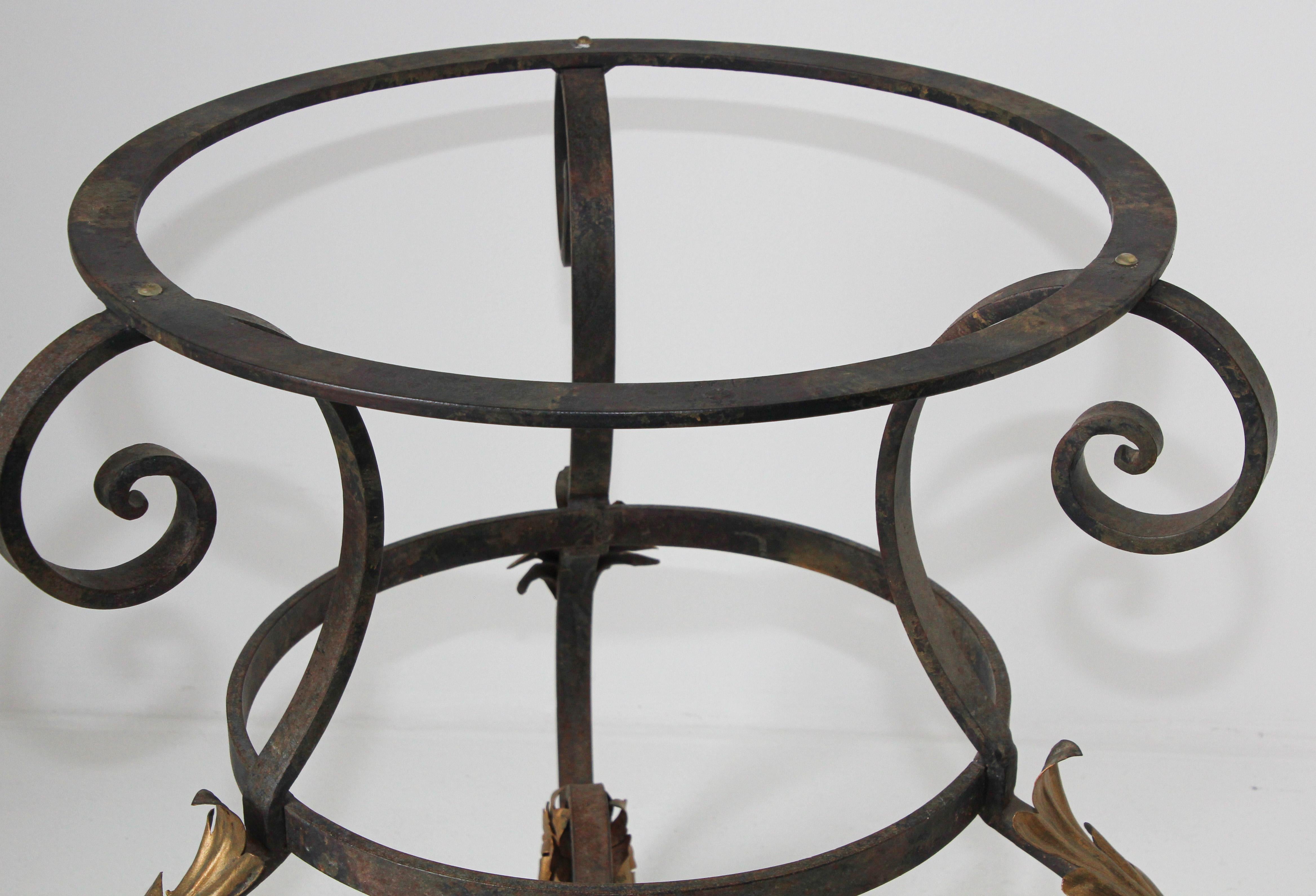 Art Nouveau Italian Glass Table top with Iron frame Indoor or Outdoor For Sale 1