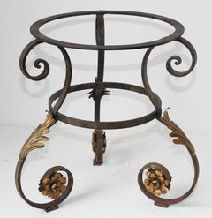 Art Nouveau Italian Glass Table top with Iron frame Indoor or Outdoor