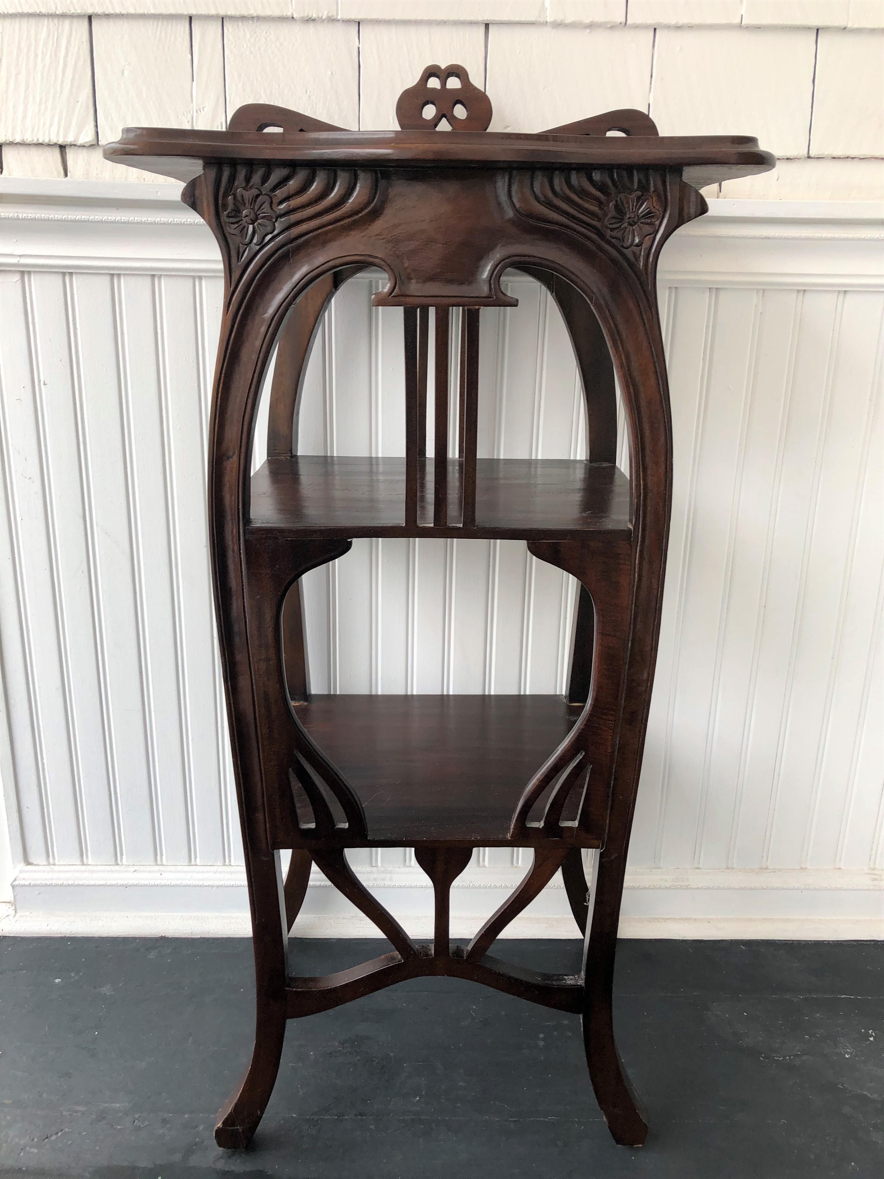 Art Nouveau side table, mahogany, circa 1920. 

 