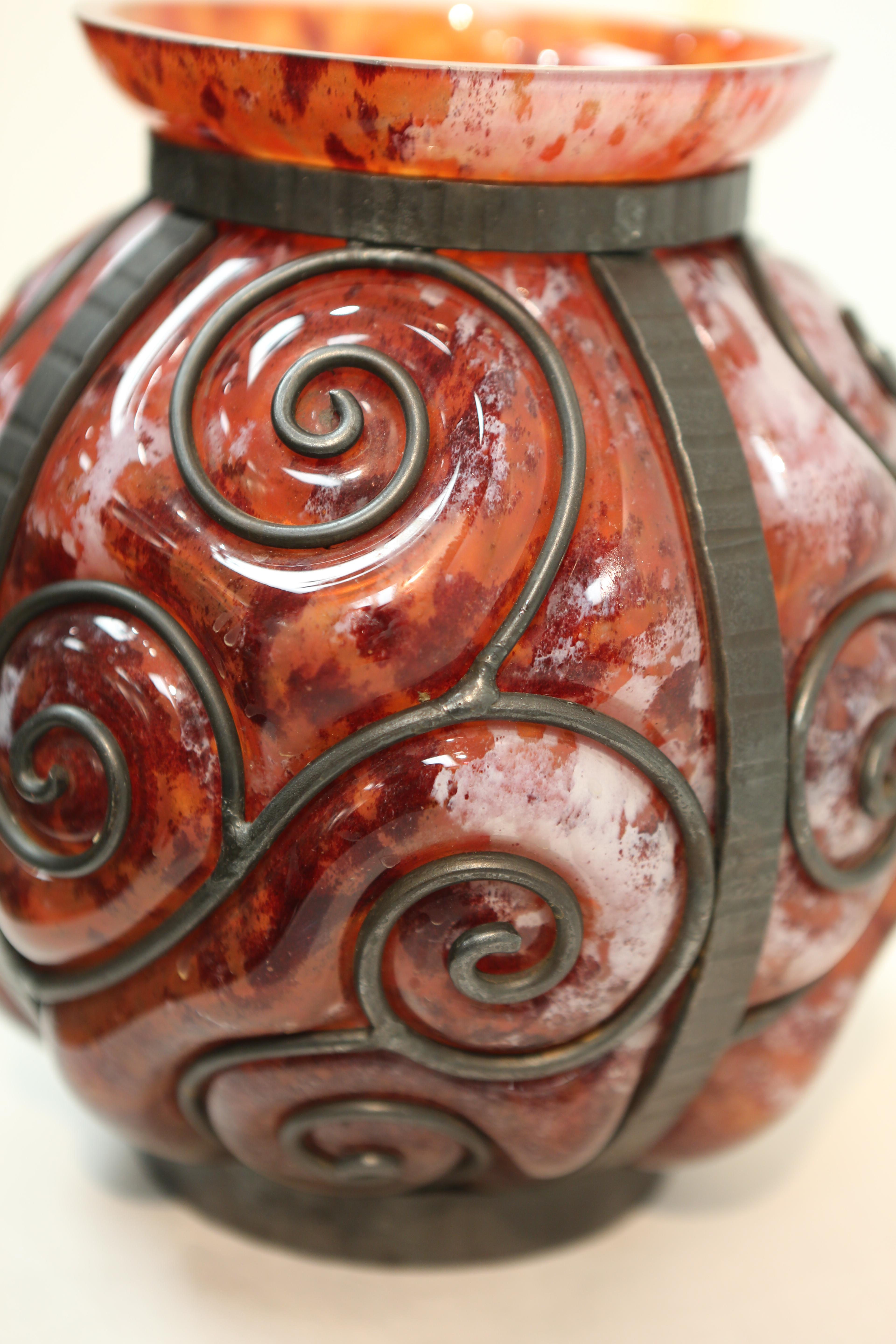 Art Nouveau Signed Art Glass Vase Ovington In Good Condition In New york, NY