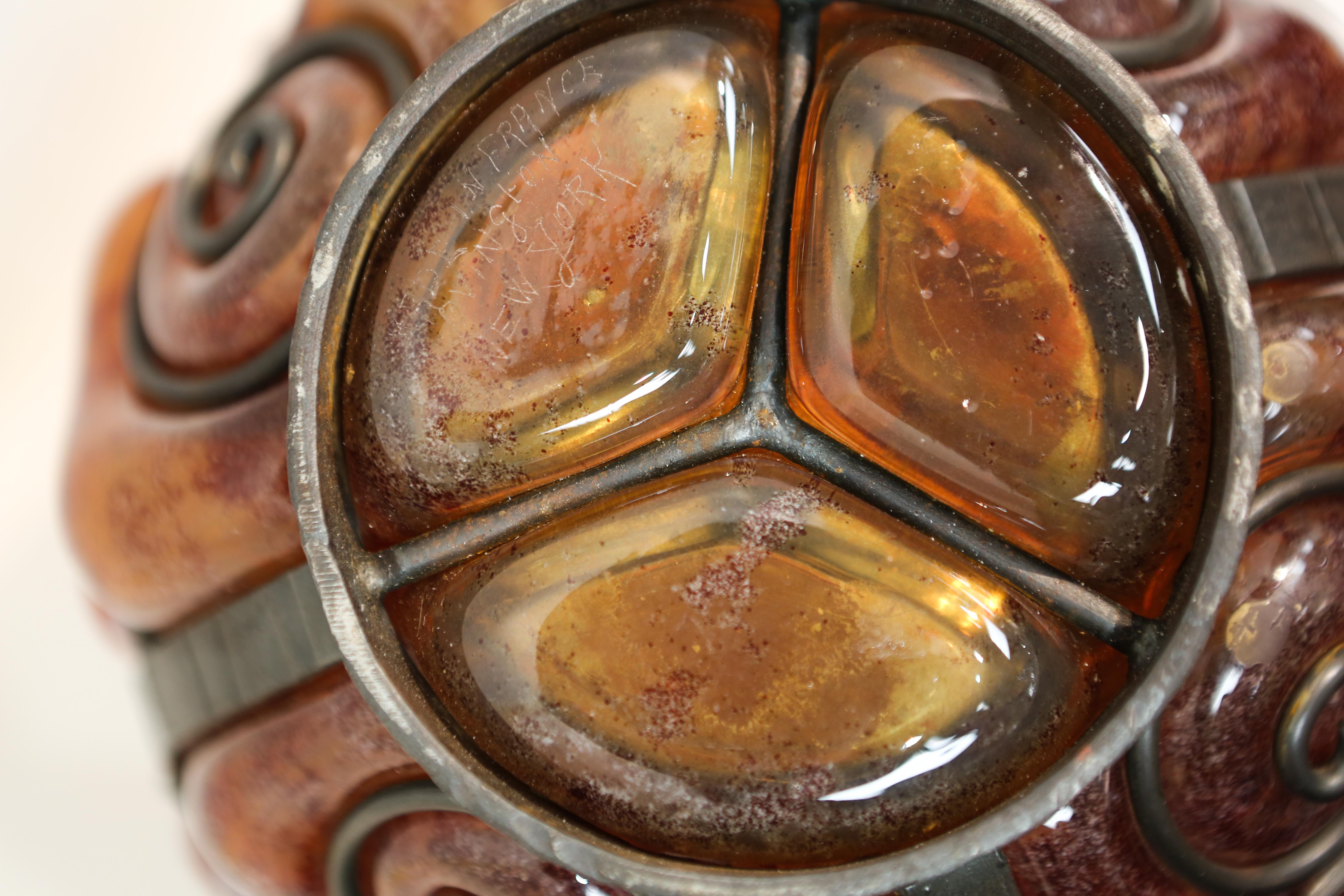 Art Nouveau Signed Art Glass Vase Ovington 4