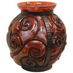 Art Nouveau Signed Art Glass Vase Ovington