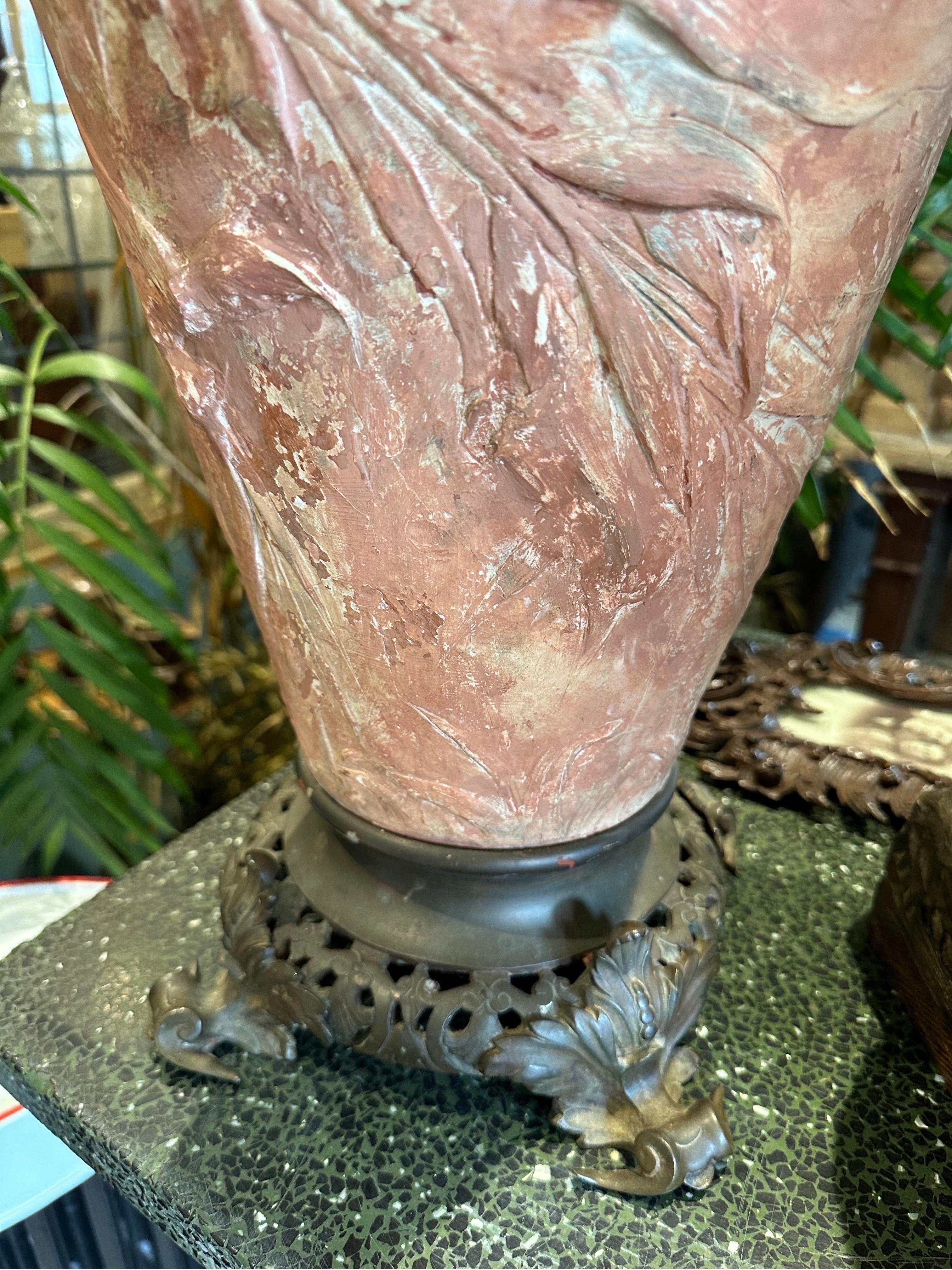 A very beautiful and one of a kind base from the important Art Nouveau movement. Signed and dated on the base, it’s been an important piece in my clients home for nearly 100 years. 

With bronze base and bronze top. In beautiful condition with