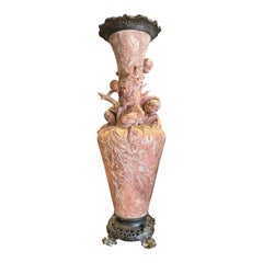 Art nouveau, vase historique important, avec dessus et base en bronze