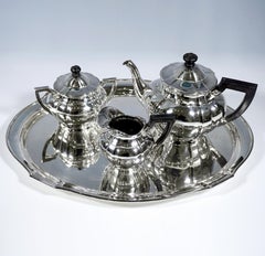 Art Nouveau Silver 4-Piece Tea Set by Weinranck & Schmidt, Hanau Germany, c 1910