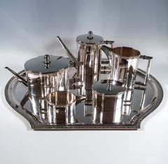Servizio da caffè e da tè in argento Art Nouveau a 6 pezzi, Ludwig Politzer, Vienna, Circa 1900