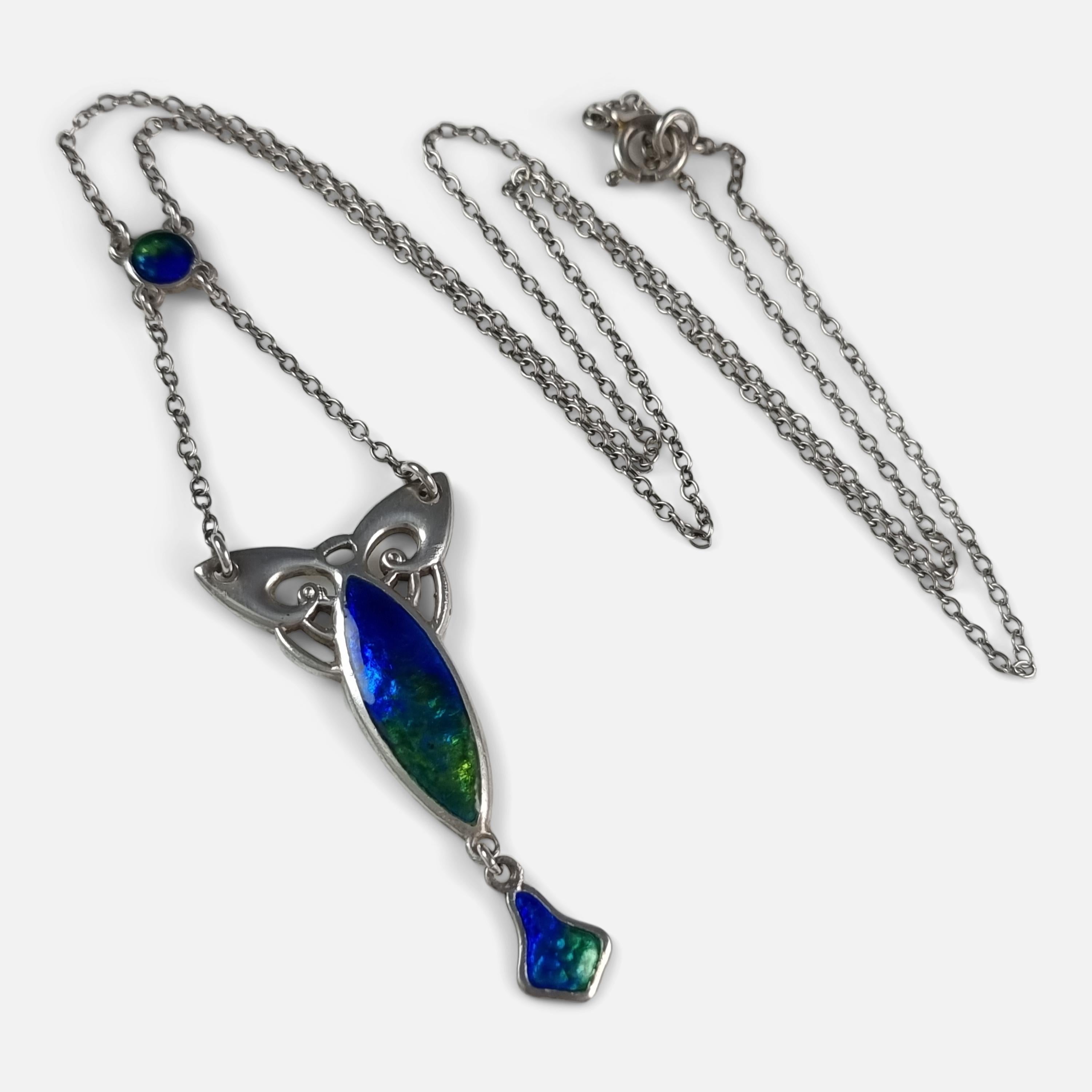 Art Nouveau Silver and Enamel Pendant Necklace, Charles Horner, 1909 3