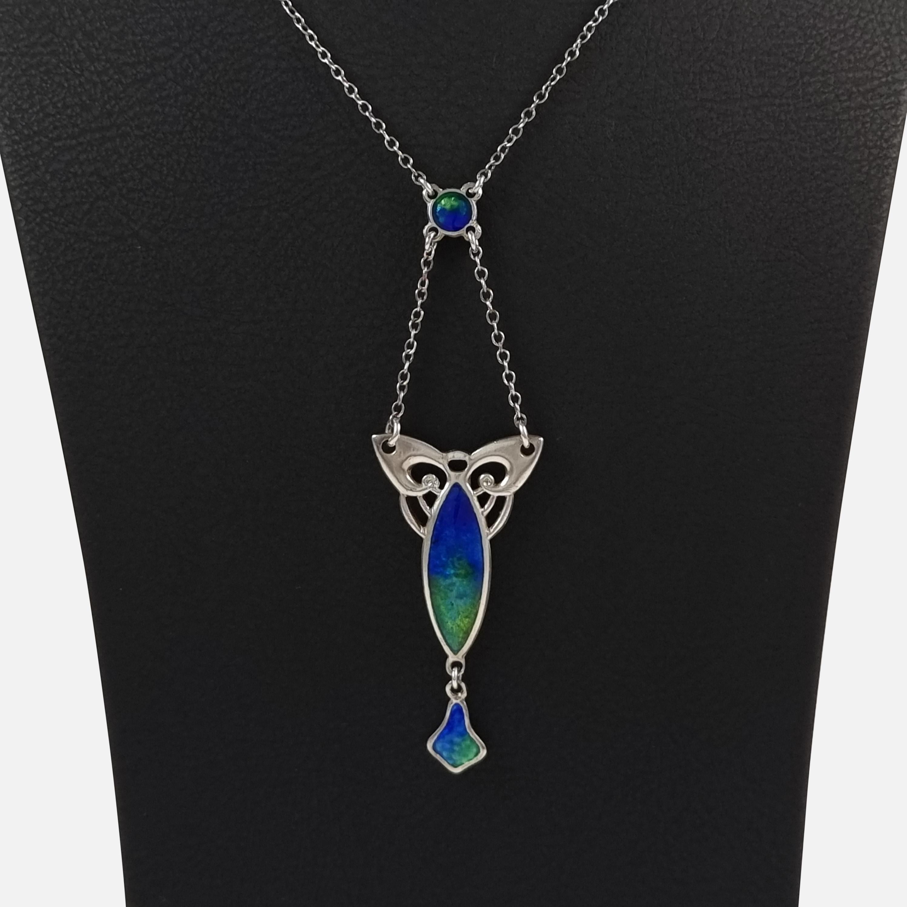 Art Nouveau Silver and Enamel Pendant Necklace, Charles Horner, 1909 In Good Condition In Glasgow, GB