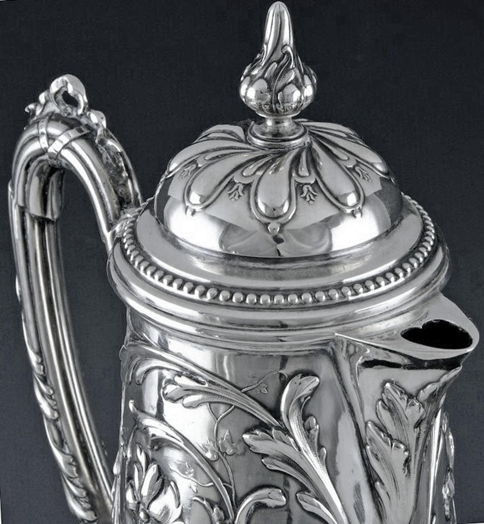 Art Nouveau Silver and Glass Claret Jug, Germany circa 1900 J. Mayers Sohne In Fair Condition In Toronto, Ontario