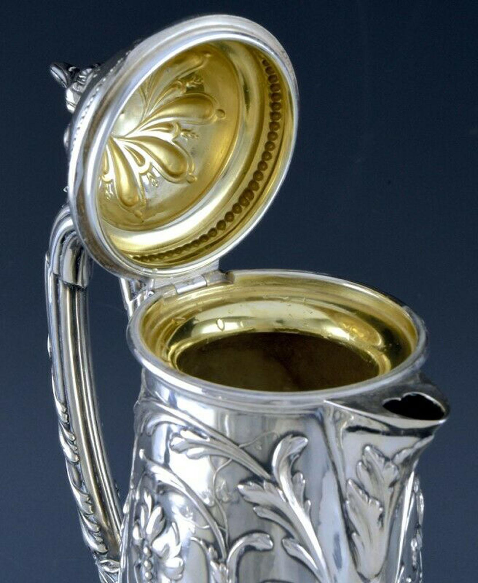 20th Century Art Nouveau Silver and Glass Claret Jug, Germany circa 1900 J. Mayers Sohne