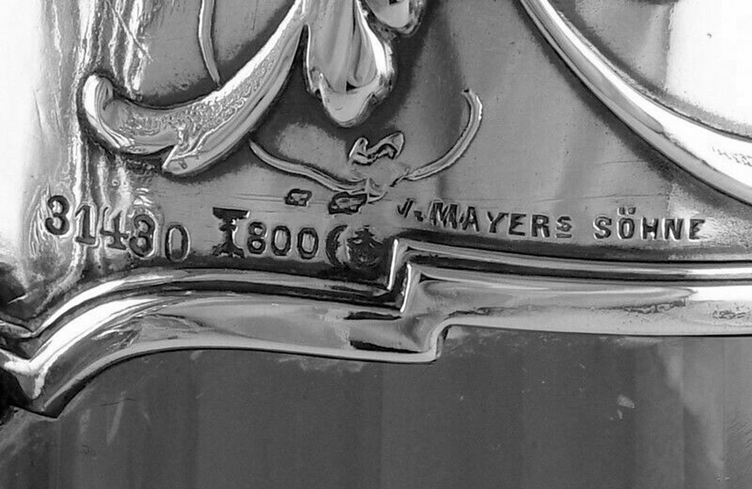 Art Nouveau Silver and Glass Claret Jug, Germany circa 1900 J. Mayers Sohne 2