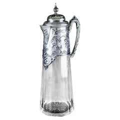 Antique Art Nouveau Silver and Glass Claret Jug, Germany circa 1900 J. Mayers Sohne
