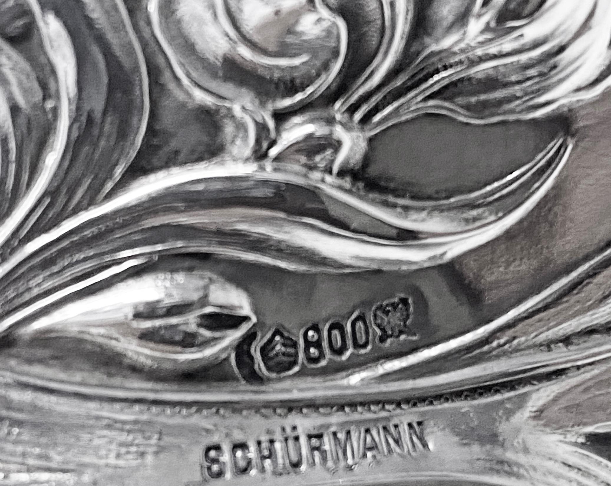 Art Nouveau Silver and glass dish, C.1890 E. Schurmann & Co. Frankfurt, Germany. 2