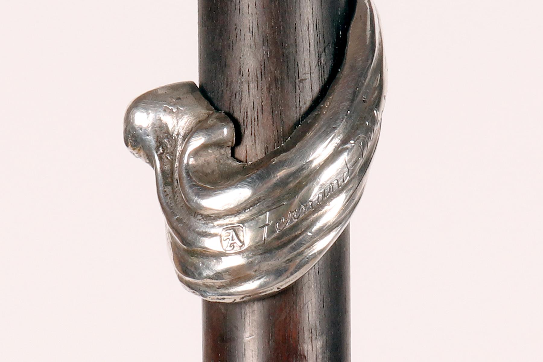 Bastón joya Art Nouveau de plata y marfil, Fernand Dubois, Bélgica 1900. en venta 8