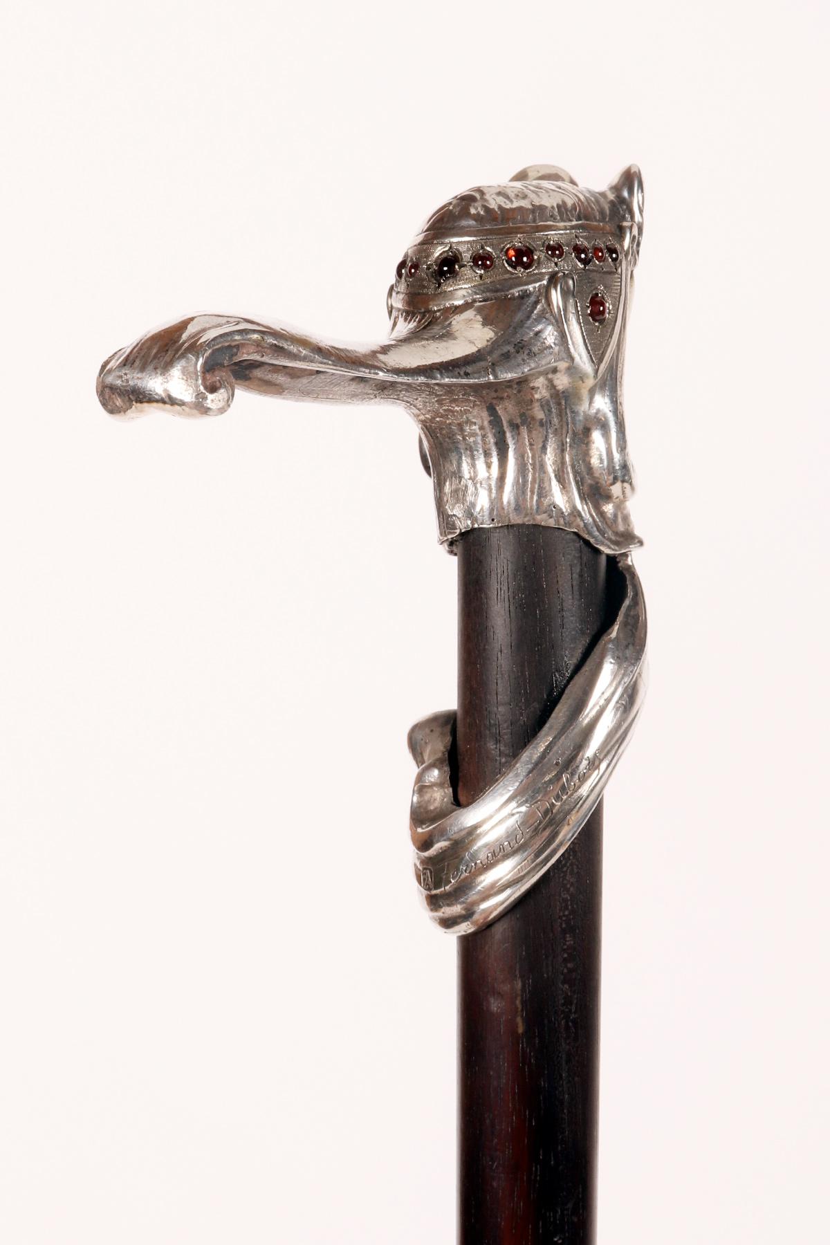 Bastón joya Art Nouveau de plata y marfil, Fernand Dubois, Bélgica 1900. en venta 3
