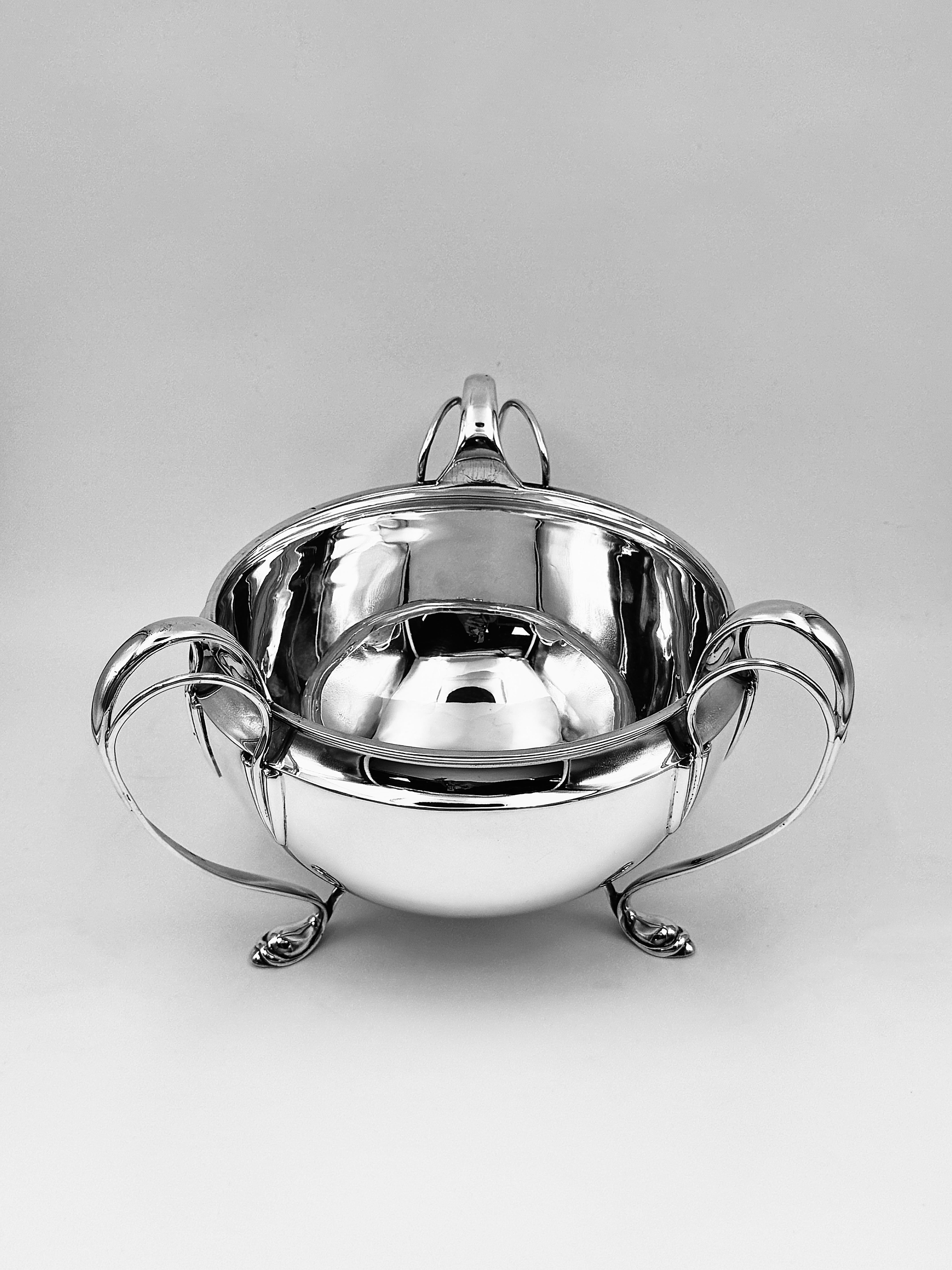 English Art Nouveau Silver Bowl For Sale