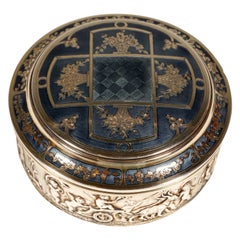 Art Nouveau Silver Box with Relief and Enamel Inlays, Janvier Quercia Paris