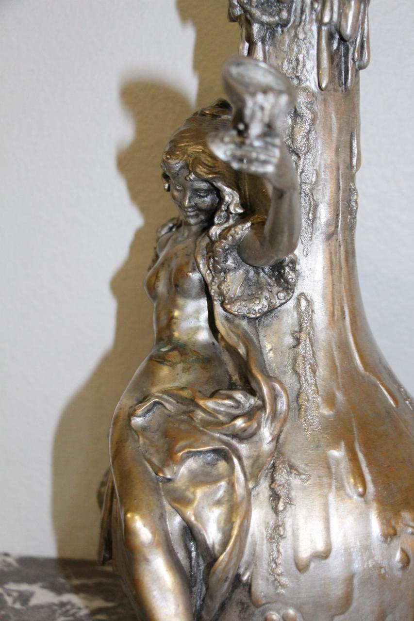 Art Nouveau Silver Bronze De Ferville Suan For Sale 6