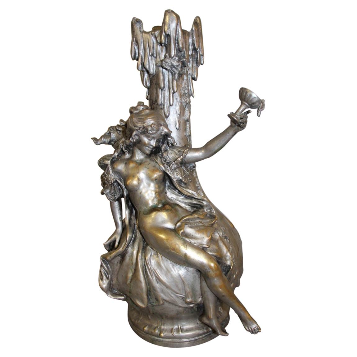 Art Nouveau Silver Bronze De Ferville Suan For Sale