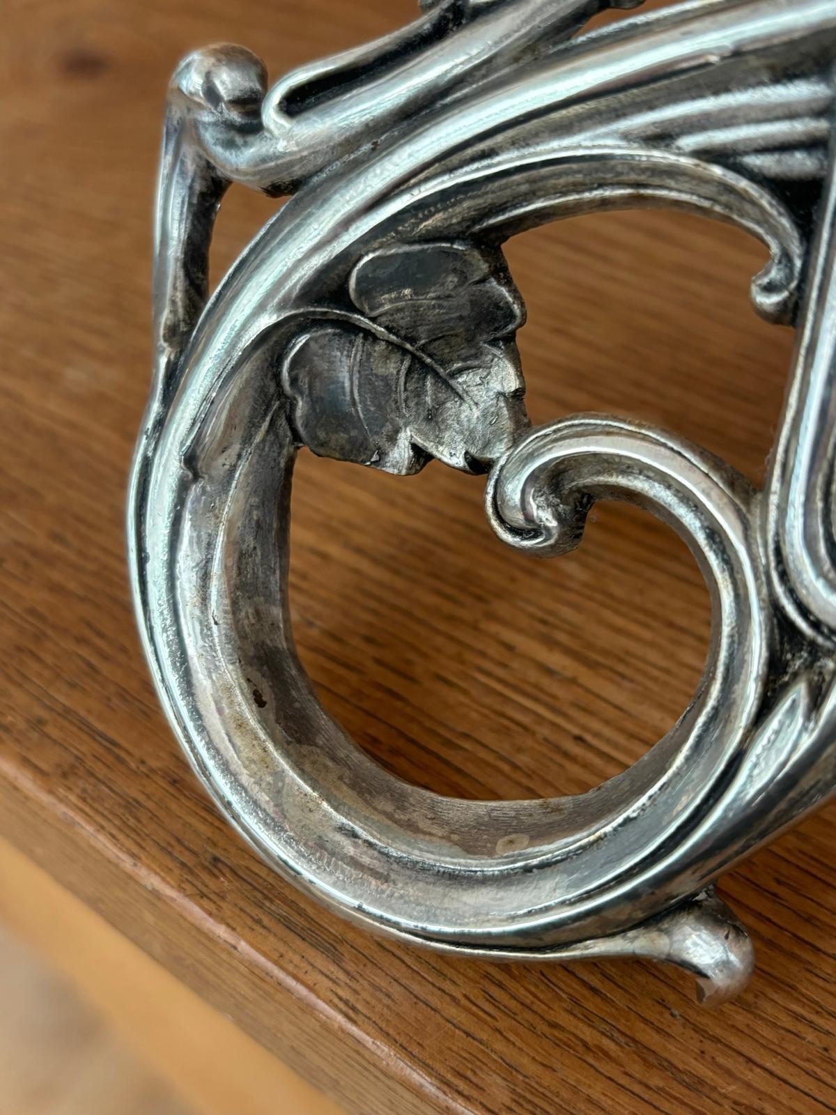 Art Nouveau Silver Bronze Table Mirror For Sale 8