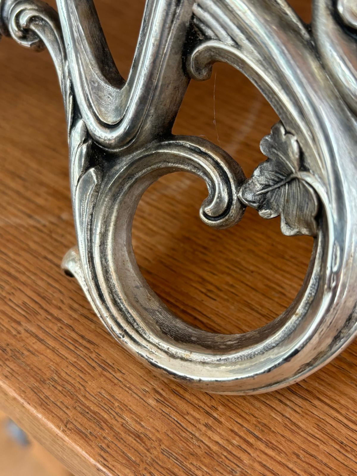 Art Nouveau Silver Bronze Table Mirror For Sale 9