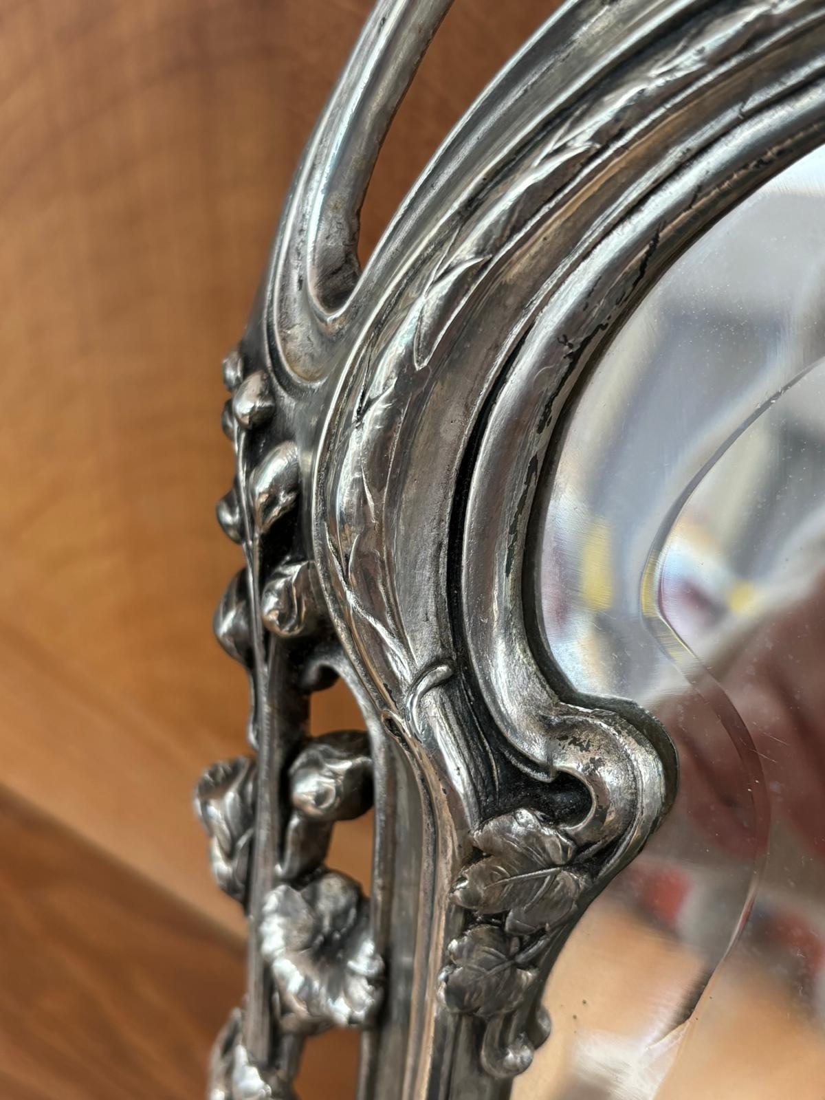Art Nouveau Silver Bronze Table Mirror For Sale 10